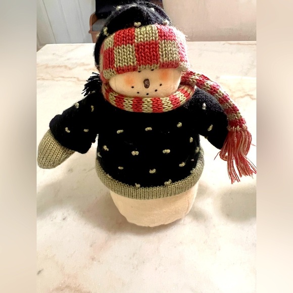 Set of 2 Plush Weighted SNOWMEN SWEATER & HAT 8” - Plum Pudding by Heather Hykes - Picture 6 of 7